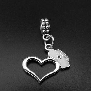 Nurse heart cap charms bracelet charms beads fits pandora European bracelets